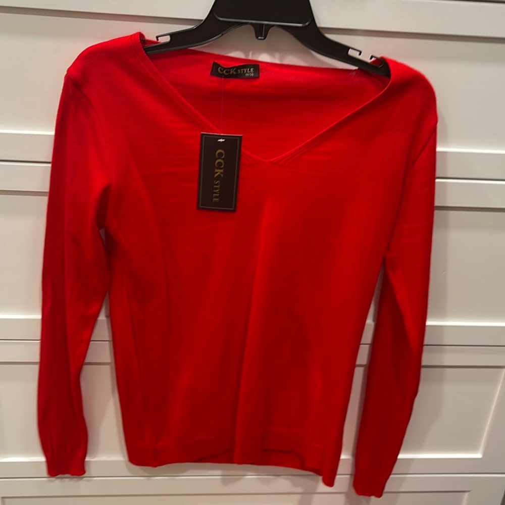 NWT. Womens red sweater top. Size small